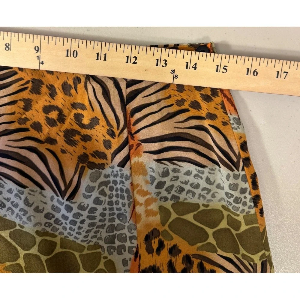 Silkland Skirt Women 10P‎ Petite Multi Animal Print Silk A-Line Patchwork